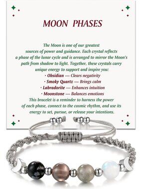 Moon Phase Crystal Healing Bracelet - Natural Stone Beaded Jewelry for Intuition